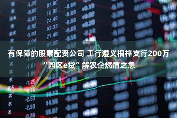 有保障的股票配资公司 工行遵义桐梓支行200万“园区e贷”解农企燃眉之急